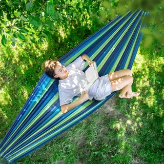SIGNSTEK Hangmat Meerdere Personen 230x150cm 300kg Reizen Camping Blauw — miniatuur 8
