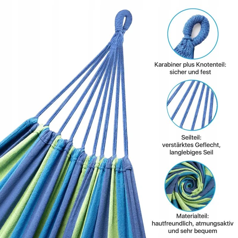 SIGNSTEK Hangmat Meerdere Personen 230x150cm 300kg Reizen Camping Blauw — foto 2