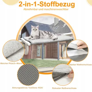 GUUSII HOME Kattenhangmat Radiator Raam 56x34,5cm — miniatuur 7