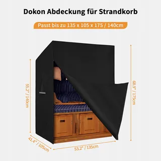 DOKON Strandstoelhoes Waterdicht UV-bestendig 135x105x175cm Zwart — miniatuur 2