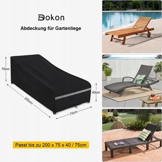 DOKON Hoes Ligstoel Waterdicht UV-bestendig 200x75x40/70cm — miniatuur 2
