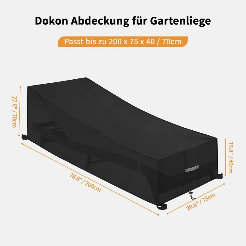 DOKON Hoes Ligstoel Waterdicht Wind- UV-bestendig 200x75x40/70cm — foto 2