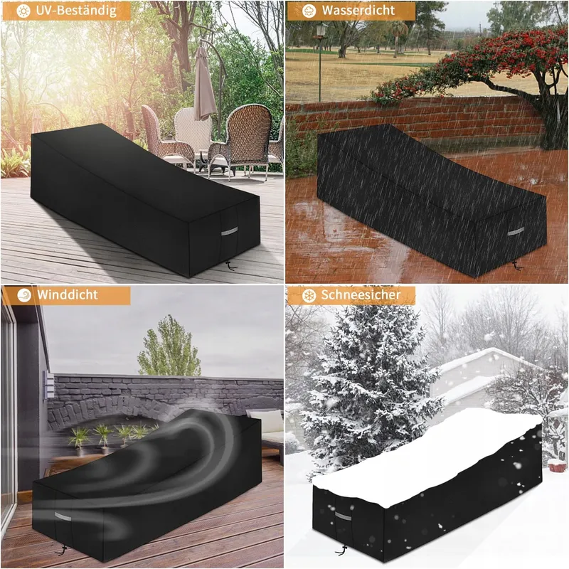DOKON Hoes Ligstoel Waterdicht Wind- UV-bestendig 200x75x40/70cm — foto 3