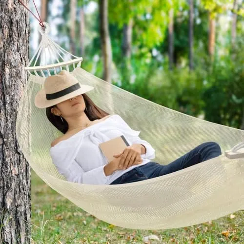 Outdoorhangmat Nylon Tuin Strand Camping 290x150cm Wit — foto 6
