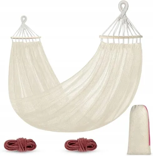Outdoorhangmat Nylon Tuin Strand Camping 290x150cm Wit — foto 1