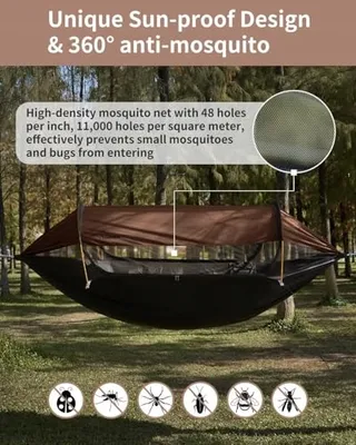 TRAVEL BIRD Hangmattent met Klamboe en Afdak 290x140cm Camping — miniatuur 3