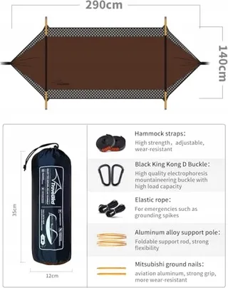 TRAVEL BIRD Hangmattent met Klamboe en Afdak 290x140cm Camping — miniatuur 8