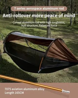 TRAVEL BIRD Hangmattent met Klamboe en Afdak 290x140cm Camping — miniatuur 5