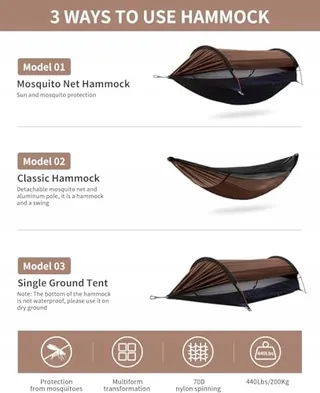 TRAVEL BIRD Hangmattent met Klamboe en Afdak 290x140cm Camping — miniatuur 2