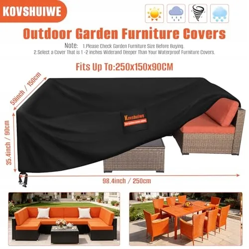 KOVSHUIWE Hoes Tuinmeubelen Waterdicht 250x250x90cm UV-bestendig — foto 2