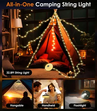 MOKO LED Campinglamp 10M Waterdicht 8 Verlichtingsmodi — miniatuur 2