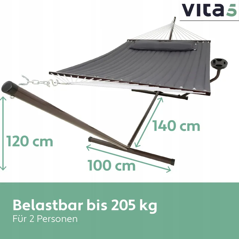 VITA5 Hangmat Set Tuin Balkon Terras 2 Personen 200kg Versie 1 — foto 3
