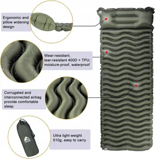 UNIGEAR Ultralichte Camping Slaapmat Opblaasbaar Waterdicht Antislip — miniatuur 4