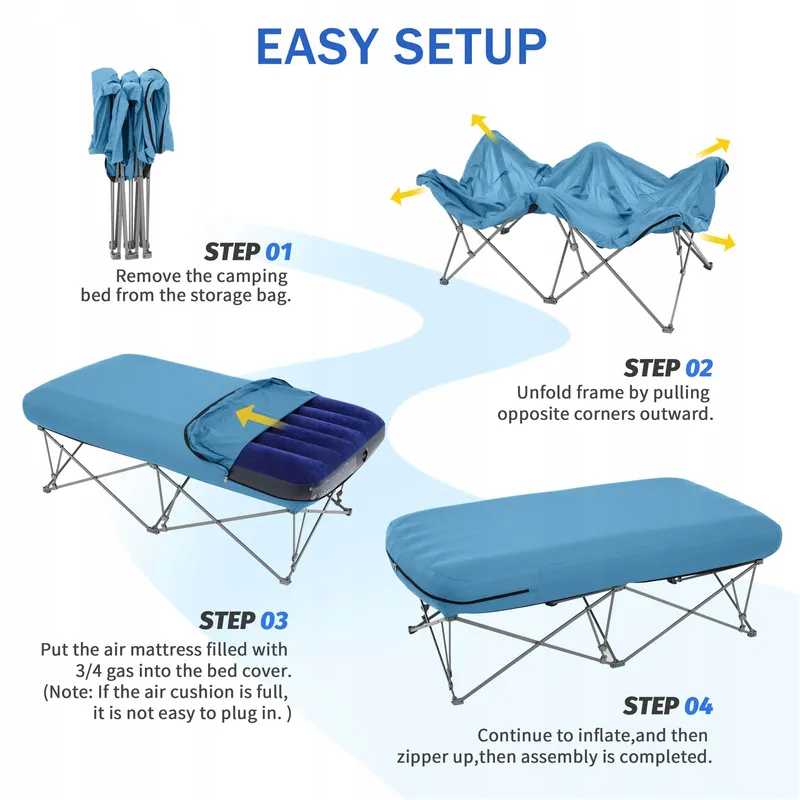KAMPKEEPER Opvouwbaar Kampeerbed met Matras en Tas Blauw — foto 4