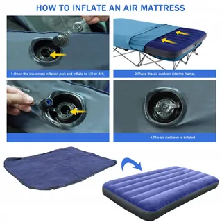 KAMPKEEPER Opvouwbaar Kampeerbed met Matras en Tas Blauw — miniatuur 5
