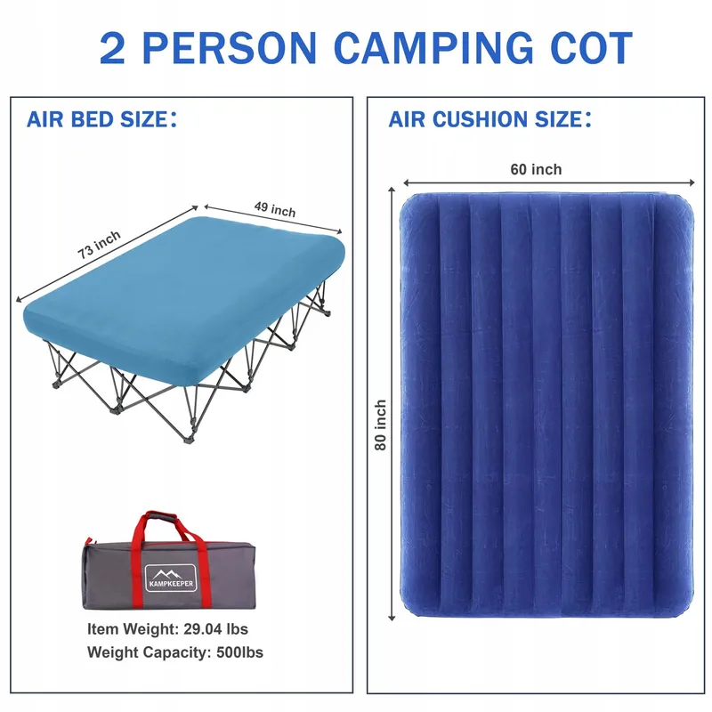 KAMPKEEPER Opvouwbaar Kampeerbed met Matras en Tas Blauw — foto 3