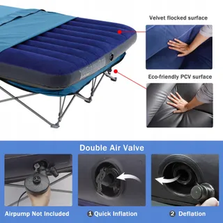 KAMPKEEPER Opvouwbaar Kampeerbed met Matras en Tas Blauw — miniatuur 7