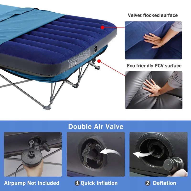 KAMPKEEPER Opvouwbaar Kampeerbed met Matras en Tas Blauw — foto 7