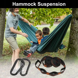 2-delige Hangmatbevestiging Touw met Karabijnhaken Camping — miniatuur 5
