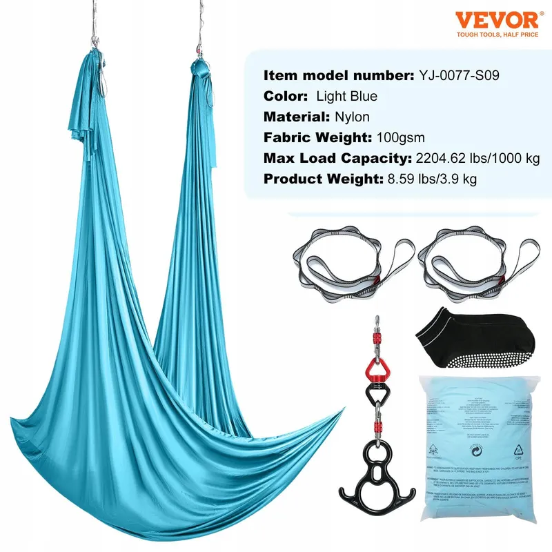 VEVOR Yoga Hangmat Unisex Blauw 10x28m Volwassenen — foto 8