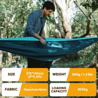 NATUREFUN Camping Hangmat Ultralicht 300kg Nylon Ademend 275x140cm — miniatuur 2