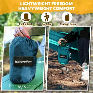 NATUREFUN Camping Hangmat Ultralicht 300kg Nylon Ademend 275x140cm — miniatuur 6