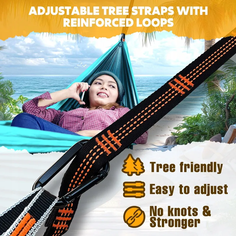 NATUREFUN Camping Hangmat Ultralicht 300kg Nylon Ademend 275x140cm — foto 3