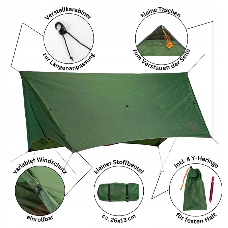 AMAZONAS Wing Tarp Ultralicht Windbescherming Camping Groen — foto 2
