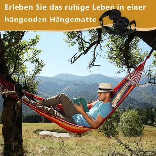 2-Pack Hangmatbanden 2m Zwart Haken 500kg Camping — miniatuur 2