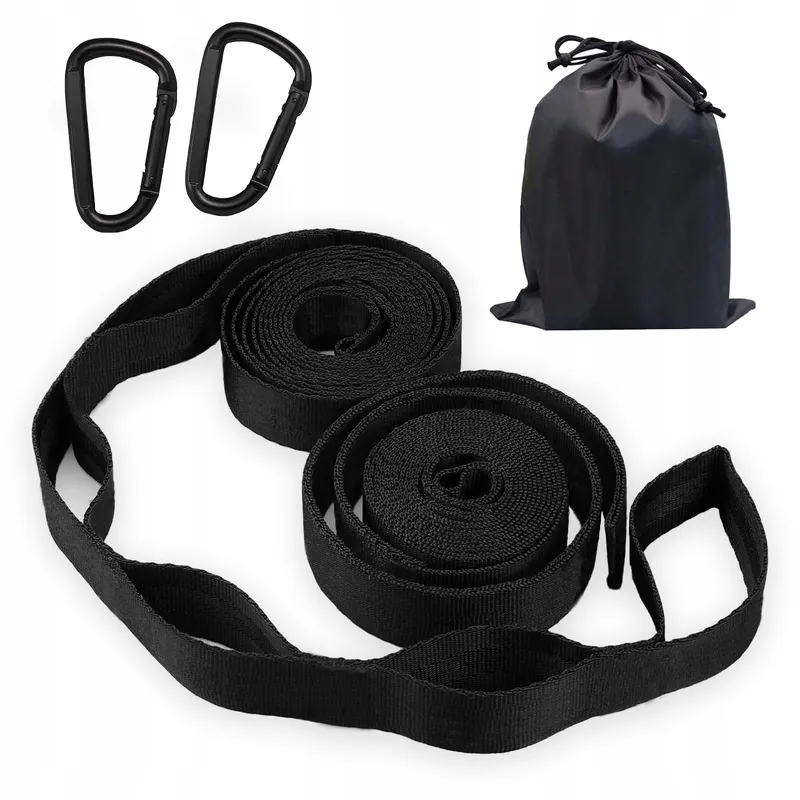 2-Pack Hangmatbanden 2m Zwart Haken 500kg Camping — foto 1