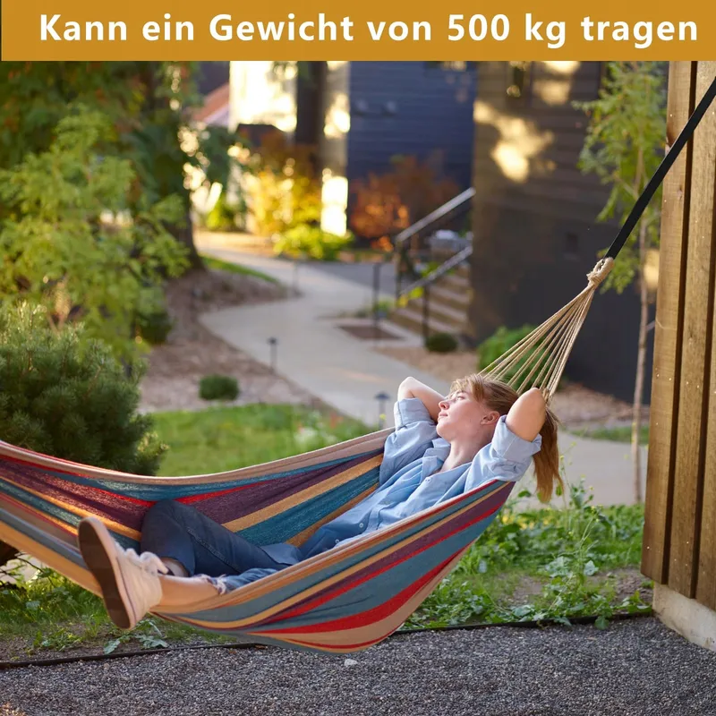 2-Pack Hangmatbanden 2m Zwart Haken 500kg Camping — foto 5