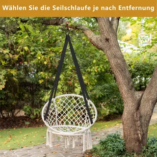 2-Pack Hangmatbanden 2m Zwart Haken 500kg Camping — miniatuur 3