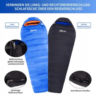 QEZER Warme Lichte Winterslaapzak Volwassenen Kinderen Camping 4 Seizoenen — miniatuur 5