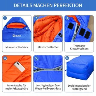 QEZER Warme Lichte Winterslaapzak Volwassenen Kinderen Camping 4 Seizoenen — miniatuur 6