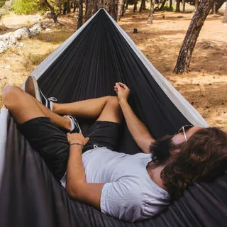 HANG Camping Hangmat Nylon 2 Personen 300x170cm 200kg Zwart-wit — miniatuur 2