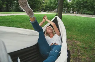 HANG Camping Hangmat Nylon 2 Personen 300x170cm 200kg Zwart-wit — miniatuur 4