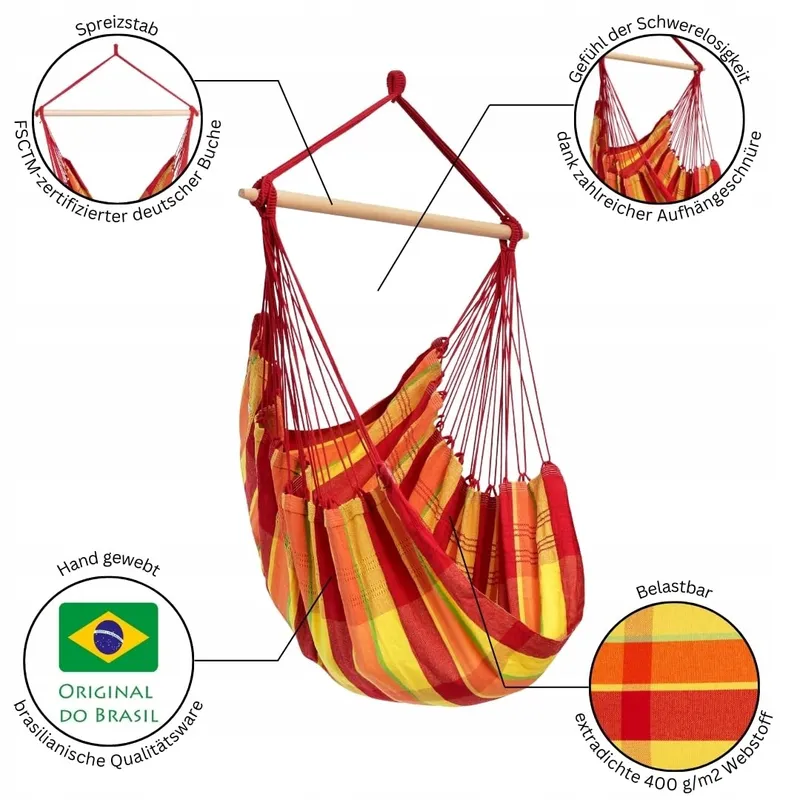 AMAZONAS XL Hangstoel Brasil Handgemaakt In Brazilië Papaya — foto 2
