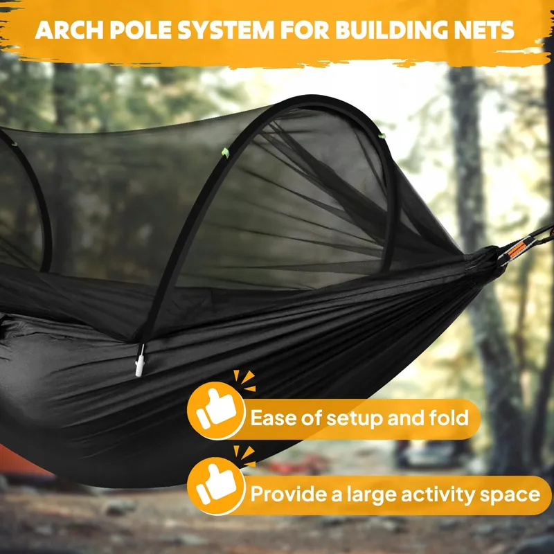NATUREFUN Ultralichte Camping Hangmat Muggennet 300kg Nylon Zwart — foto 6