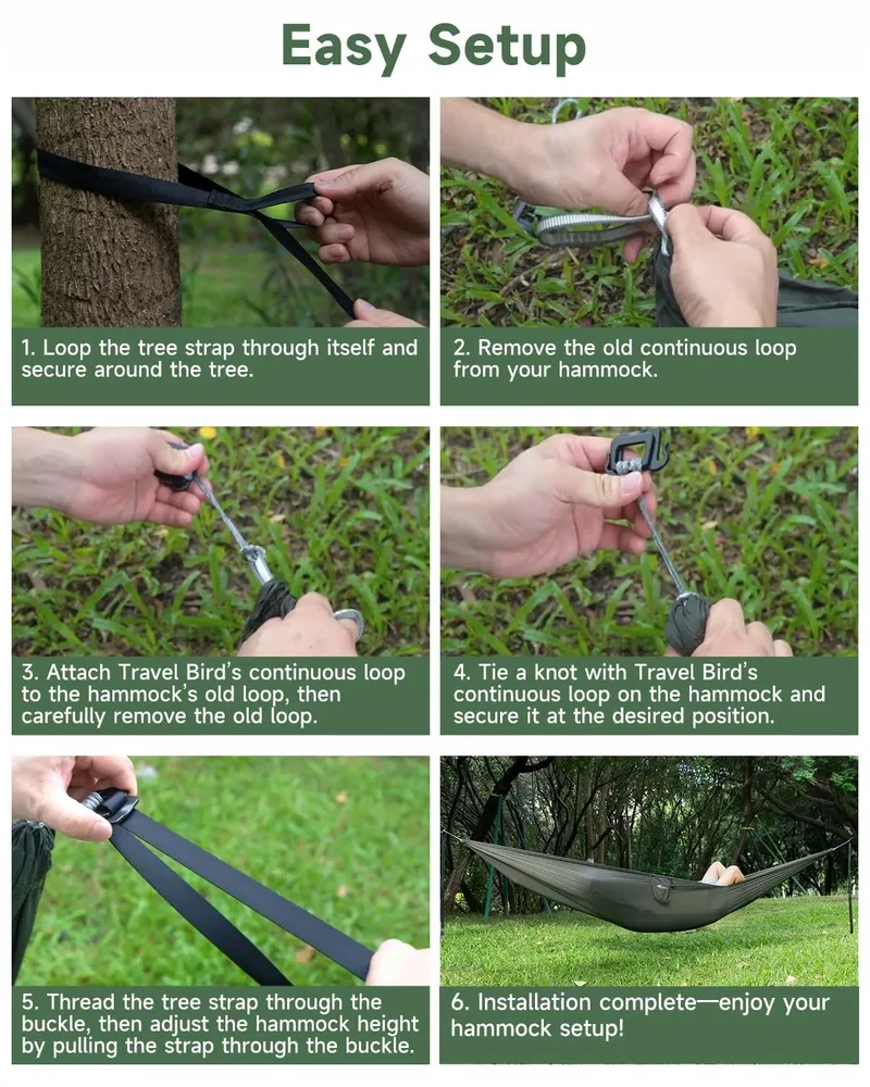 TRAVEL BIRD Hangmat Bevestigingsset 3m Boomband Camping — foto 6