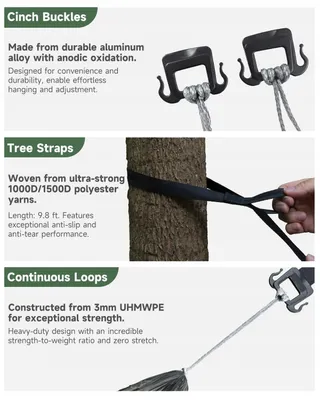 TRAVEL BIRD Hangmat Bevestigingsset 3m Boomband Camping — miniatuur 2
