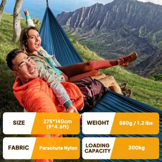 NATUREFUN Ultralichte Hangmat 300kg Nylon Ademend Sneldrogend — miniatuur 2