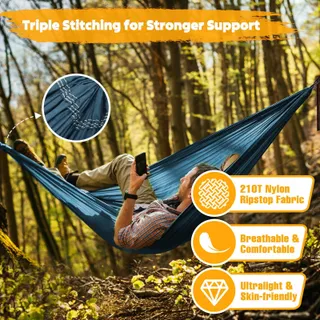 NATUREFUN Ultralichte Hangmat 300kg Nylon Ademend Sneldrogend — miniatuur 4