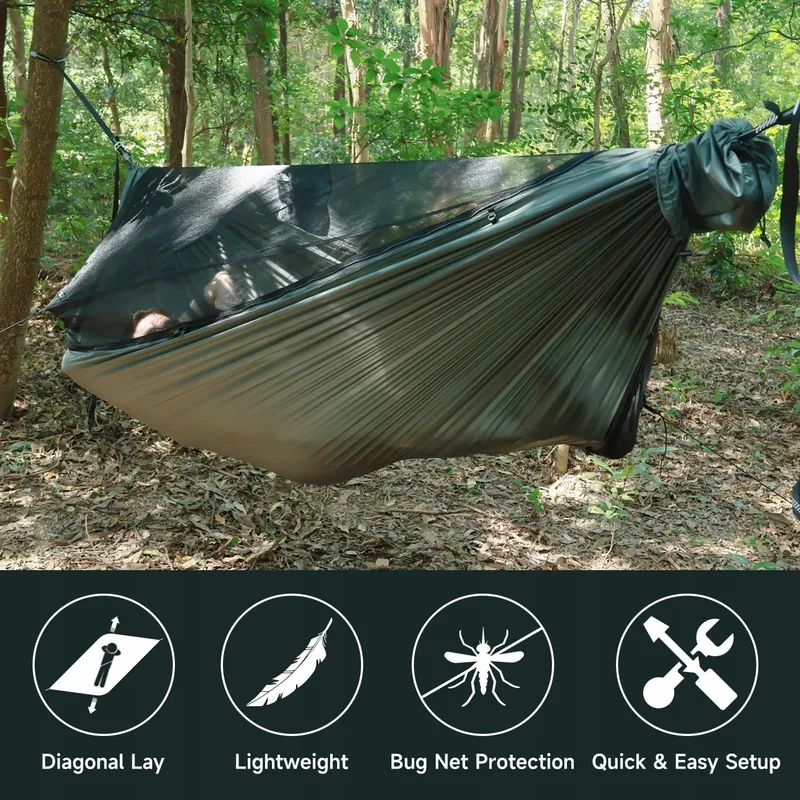 TRAVEL BIRD NomadNest Hangmat 11ft Klamboe Nokkoord Licht — foto 2