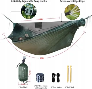TRAVEL BIRD NomadNest Hangmat 11ft Klamboe Nokkoord Licht — miniatuur 6
