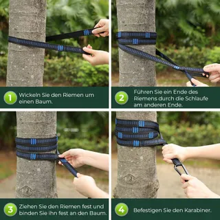GLYMNIS Ultralichte Hangmat Nylon 300kg 275x140cm Camping Reizen Tuin — miniatuur 6