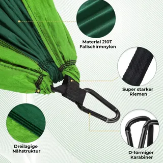 GLYMNIS Ultralichte Hangmat Nylon 300kg 275x140cm Camping Reizen Tuin — miniatuur 4