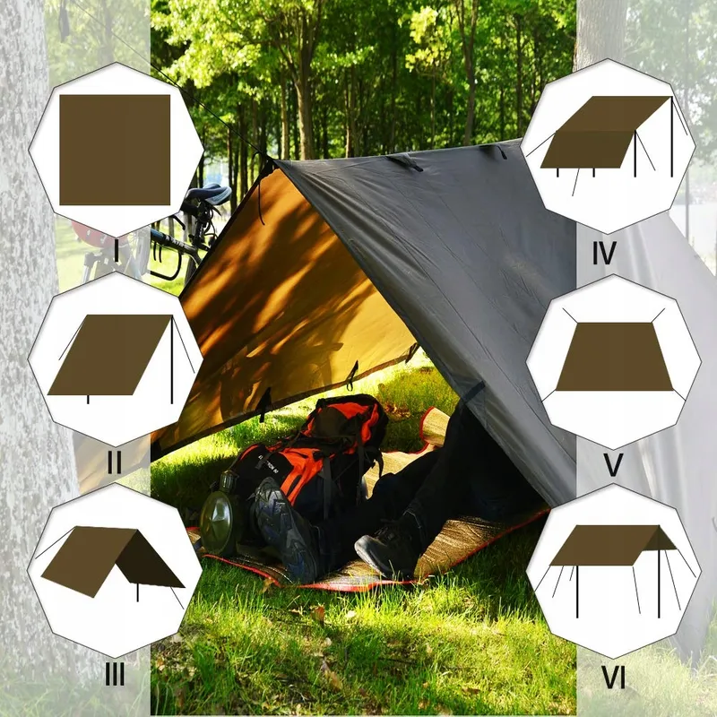KALINCO Camping Tarp UV Bescherming Regenscherm 3x4,5m Bruin — foto 5