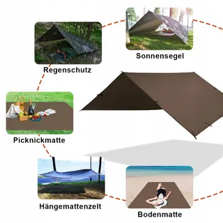 KALINCO Camping Tarp UV Bescherming Regenscherm 3x4,5m Bruin — miniatuur 4