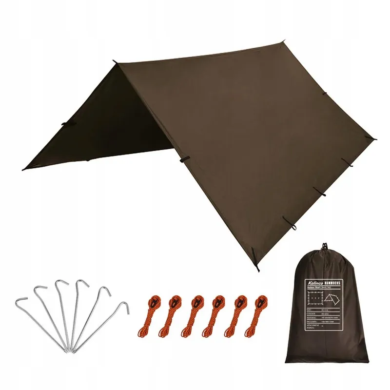 KALINCO Camping Tarp UV Bescherming Regenscherm 3x4,5m Bruin — foto 1
