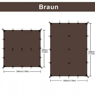 KALINCO Camping Tarp UV Bescherming Regenscherm 3x4,5m Bruin — miniatuur 2